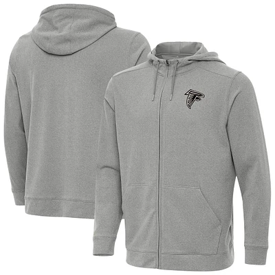 Men's Antigua Heather Gray Atlanta Falcons Effortless Full-Zip Hoodie Jacket