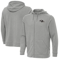 Men's Antigua Heather Gray Baltimore Ravens Effortless Full-Zip Hoodie Jacket
