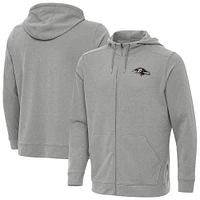 Men's Antigua Heather Gray Baltimore Ravens Effortless Full-Zip Hoodie Jacket