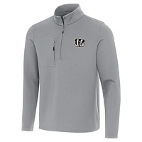 Men's Antigua  Gray Cincinnati Bengals Insider Quarter-Zip Jacket