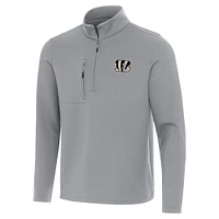 Men's Antigua  Gray Cincinnati Bengals Insider Quarter-Zip Jacket