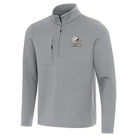 Men's Antigua  Gray Cleveland Browns Insider Quarter-Zip Jacket