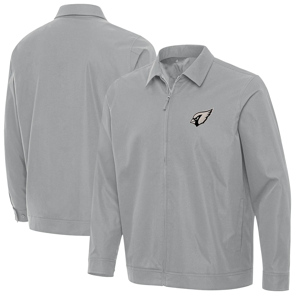 Men's Antigua Gray Arizona Cardinals Pivot Full-Zip Jacket