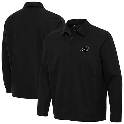 Men's Antigua Black Carolina Panthers Pivot Full-Zip Jacket