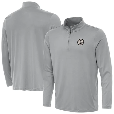 Men's Antigua  Gray Pittsburgh Steelers Reprocess Quarter-Zip Top