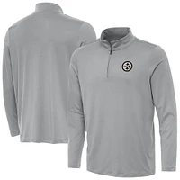 Men's Antigua  Gray Pittsburgh Steelers Reprocess Quarter-Zip Top