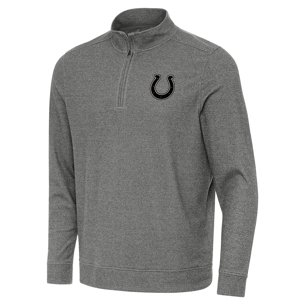 Men's Antigua Heather Black Indianapolis Colts Subtle Quarter-Zip Top