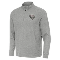 Men's Antigua  Heather Gray Jacksonville Jaguars Subtle Quarter-Zip Top