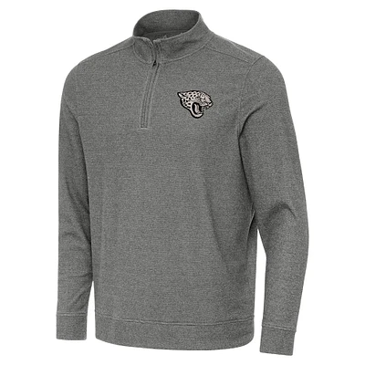 Men's Antigua  Heather Black Jacksonville Jaguars Subtle Quarter-Zip Top