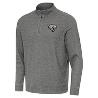 Men's Antigua  Heather Black Jacksonville Jaguars Subtle Quarter-Zip Top