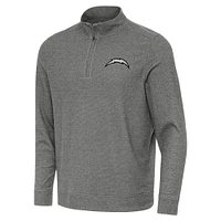 Men's Antigua Heather Los Angeles Chargers Subtle Quarter-Zip Top