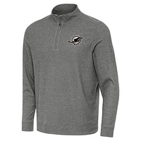 Men's Antigua Heather Miami Dolphins Subtle Quarter-Zip Top