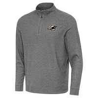 Men's Antigua Heather Miami Dolphins Subtle Quarter-Zip Top