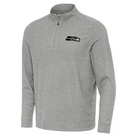 Men's Antigua  Heather Gray Seattle Seahawks Subtle Quarter-Zip Top
