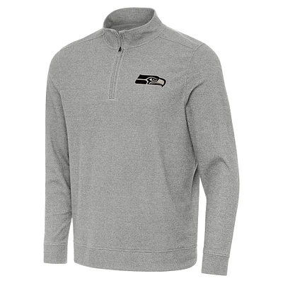 Men's Antigua  Heather Gray Seattle Seahawks Subtle Quarter-Zip Top