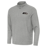 Men's Antigua  Heather Gray Seattle Seahawks Subtle Quarter-Zip Top