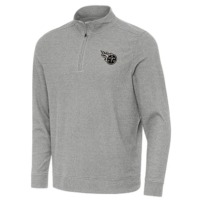 Men's Antigua  Heather Gray Tennessee Titans Subtle Quarter-Zip Top