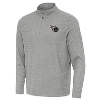 Men's Antigua  Heather Gray Tennessee Titans Subtle Quarter-Zip Top