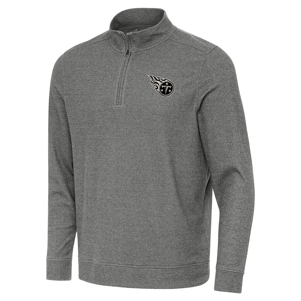 Men's Antigua Heather Black Tennessee Titans Subtle Quarter-Zip Top
