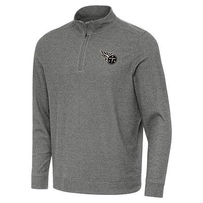 Men's Antigua  Heather Black Tennessee Titans Subtle Quarter-Zip Top