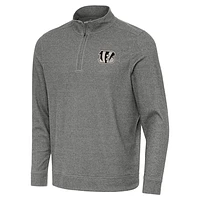 Men's Antigua Heather Cincinnati Bengals Subtle Quarter-Zip Top
