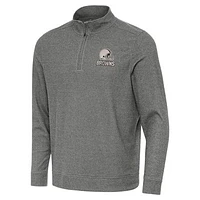 Men's Antigua  Heather Black Cleveland Browns Subtle Quarter-Zip Top