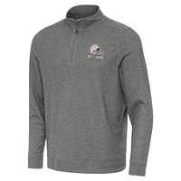 Men's Antigua  Heather Black Cleveland Browns Subtle Quarter-Zip Top