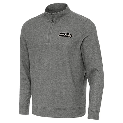 Men's Antigua  Heather Black Seattle Seahawks Subtle Quarter-Zip Top