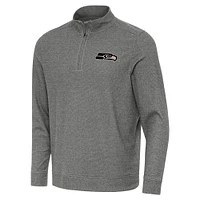 Men's Antigua  Heather Black Seattle Seahawks Subtle Quarter-Zip Top