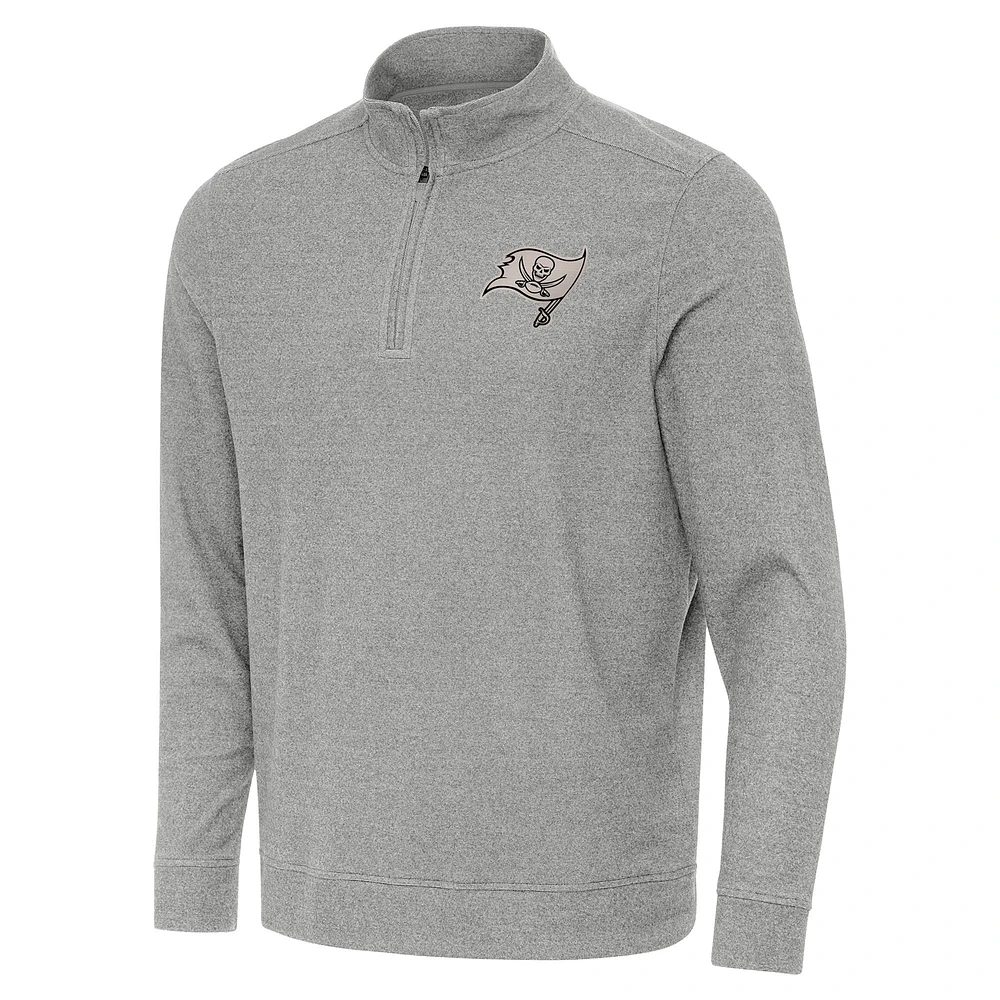 Men's Antigua Heather Tampa Bay Buccaneers Subtle Quarter-Zip Top