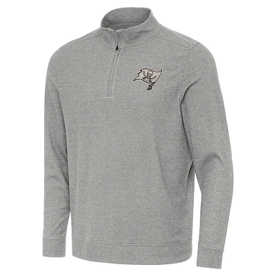 Men's Antigua Heather Tampa Bay Buccaneers Subtle Quarter-Zip Top