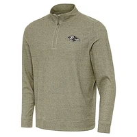 Men's Antigua Heather Olive Baltimore Ravens Subtle Quarter-Zip Top