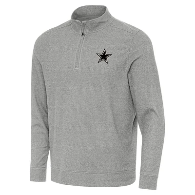 Men's Antigua  Heather Gray Dallas Cowboys Subtle Quarter-Zip Top