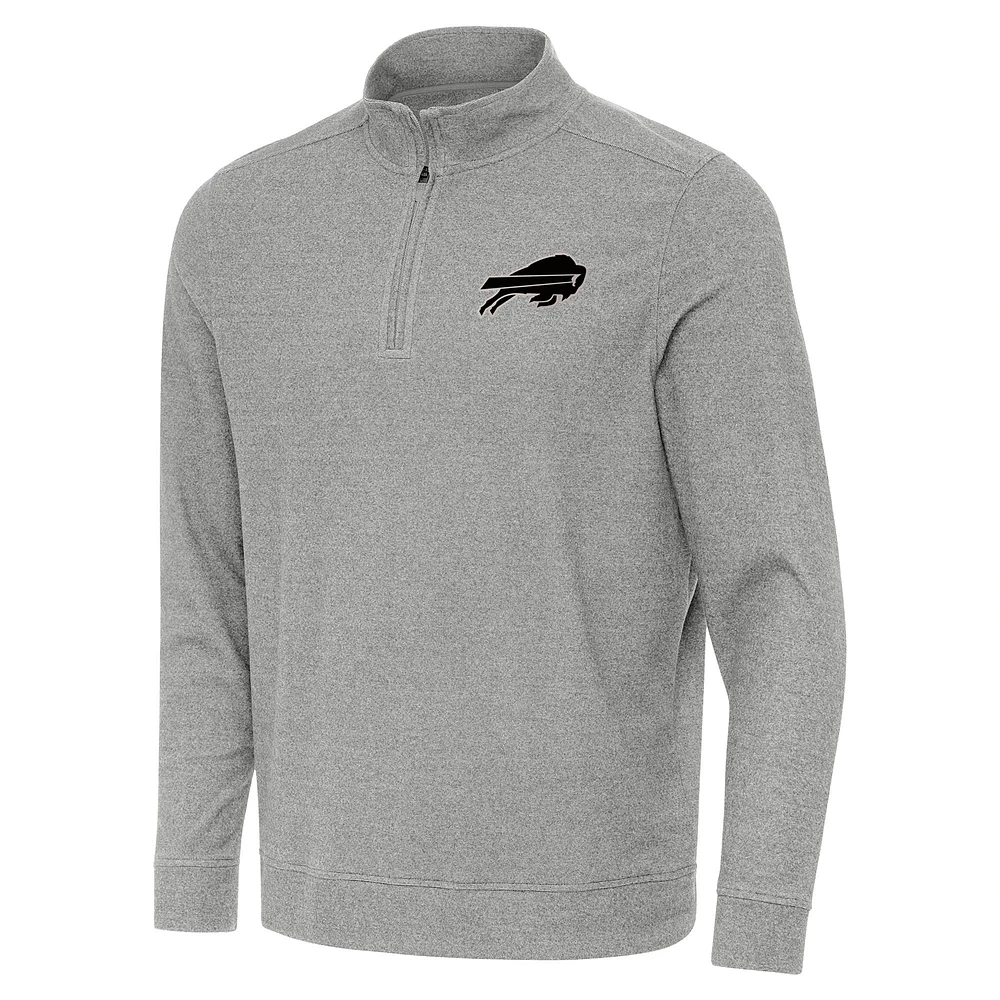 Men's Antigua Heather Buffalo Bills Subtle Quarter-Zip Top