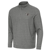 Men's Antigua  Heather Black Baltimore Ravens Subtle Quarter-Zip Top
