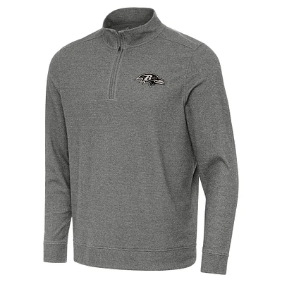 Men's Antigua  Heather Black Baltimore Ravens Subtle Quarter-Zip Top