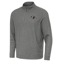 Men's Antigua  Heather Black Baltimore Ravens Subtle Quarter-Zip Top