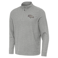 Men's Antigua  Heather Gray Denver Broncos Subtle Quarter-Zip Top