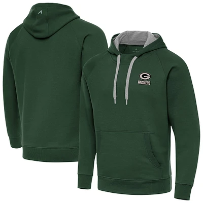 Men's Antigua Green Bay Packers Brushed Carbon Victory Pullover Hoodie