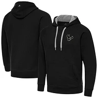 Men's Antigua Black Houston Texans Brushed Carbon Victory Pullover Hoodie