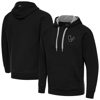 Men's Antigua Black Houston Texans Brushed Carbon Victory Pullover Hoodie