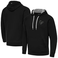 Men's Antigua Black Houston Texans Brushed Carbon Victory Pullover Hoodie