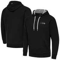 Men's Antigua Black Seattle Seahawks Brushed Carbon Victory Pullover Hoodie