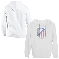 Men's 1863FC White Atletico de Madrid Team Badge Fleece Pullover Hoodie