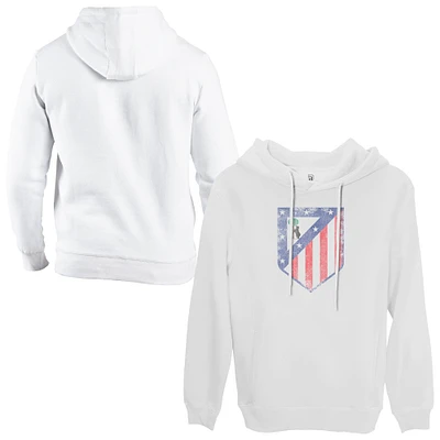 Men's 1863FC White Atletico de Madrid Team Badge Fleece Pullover Hoodie