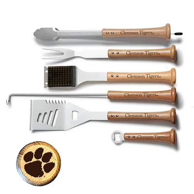 Baseball BBQ Clemson Tigers 6-Piece BBQ Tools Grill Set
