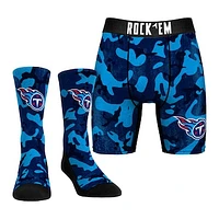 Men's Rock Em Socks  Blue Tennessee Titans Team Armor Underwear and Crew Combo Pack