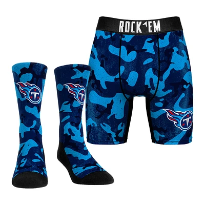 Men's Rock Em Socks  Blue Tennessee Titans Team Armor Underwear and Crew Combo Pack