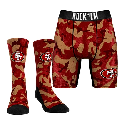 Men's Rock Em Socks Scarlet San Francisco 49ers Team Armor Underwear and Crew Combo Pack