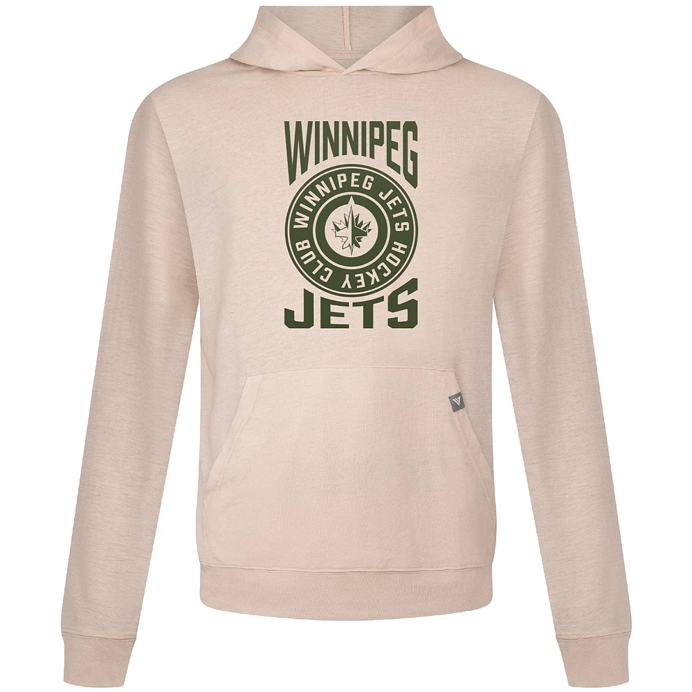 Men's Levelwear Oatmeal Winnipeg Jets Delta Relay Stamp Pullover Hoodie